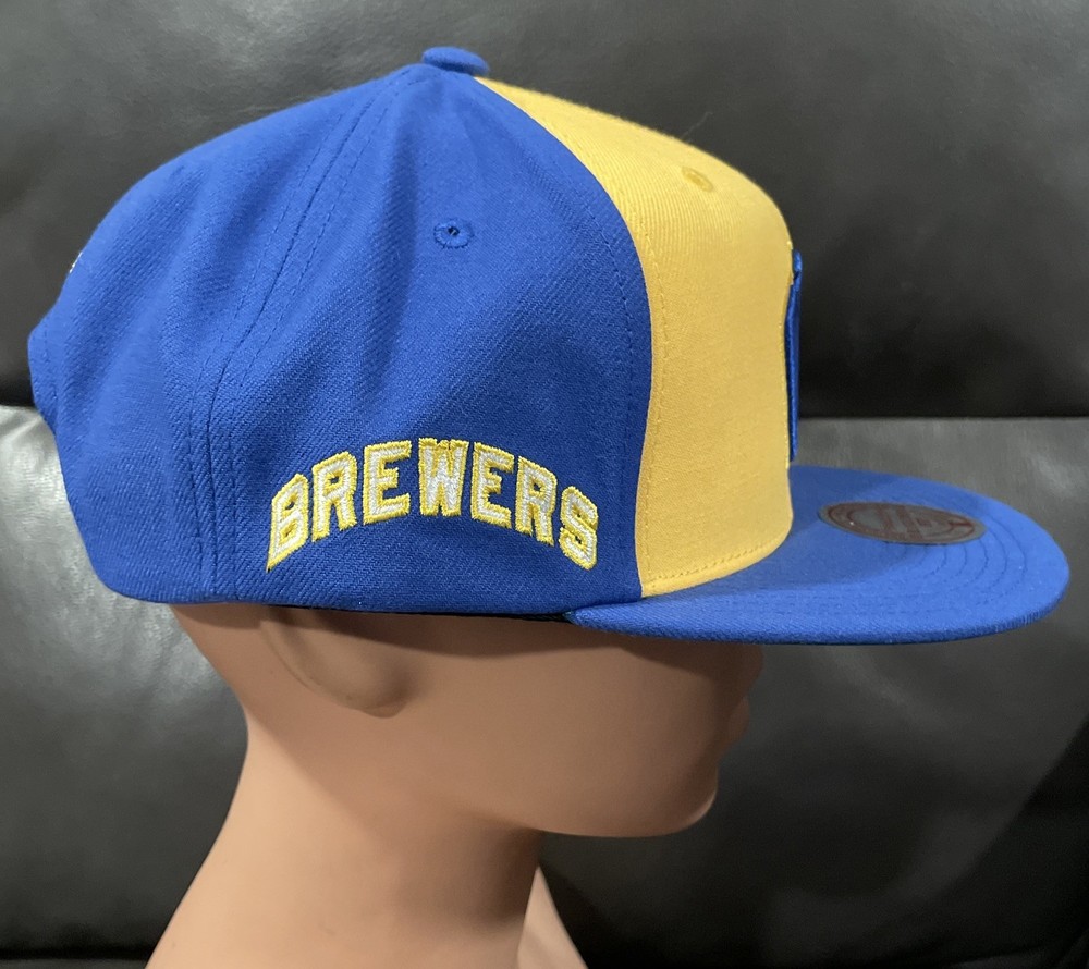 NWT Milwaukee Brewers MLB Snapback Hat LOGO Mitchell & Ness Baseball Throwback