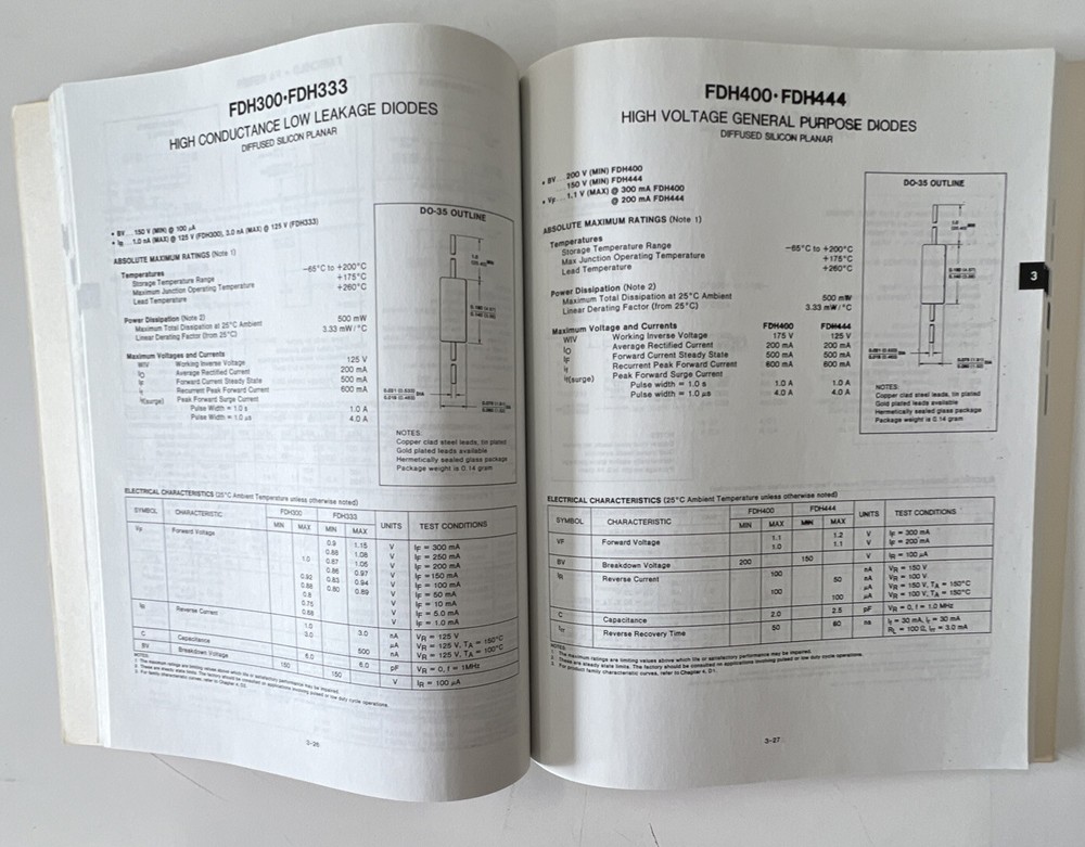 Electronics Manual Catalog Fairchild Semiconductor Diode Data Book 1978 PB