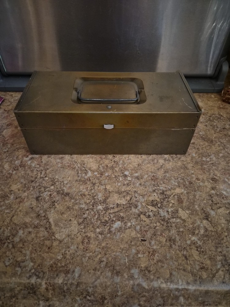 Vintage small Brown metal toolbox