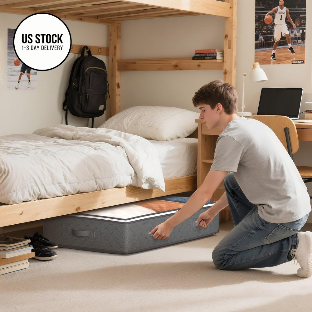 Budding Joy 60L Under Bed Storage Containers, Bins 4 Pack, Grey