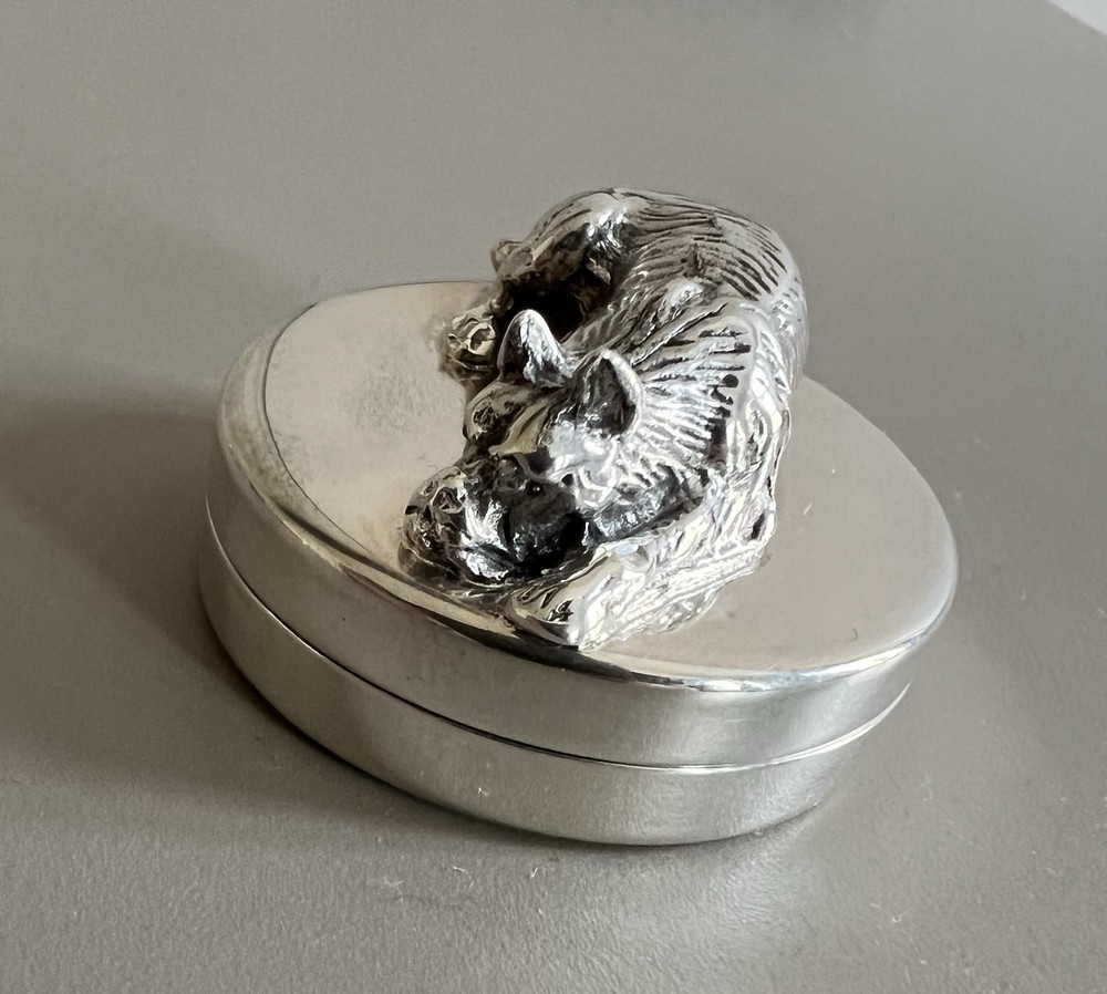 Solid Silver Scottie Dog Pill Snuff Box