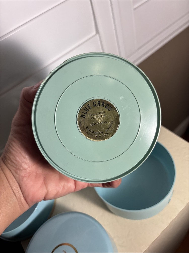 5 Five Elizabeth Arden Blue Grass Dusting Powder Empty Container 1934 Plastic