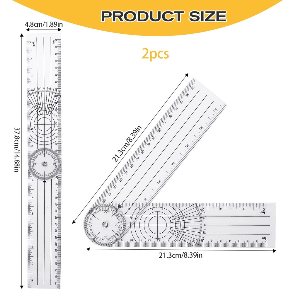 2Pcs Clear Plastic Goniometer Quick Angle Protractor Finder Style 1