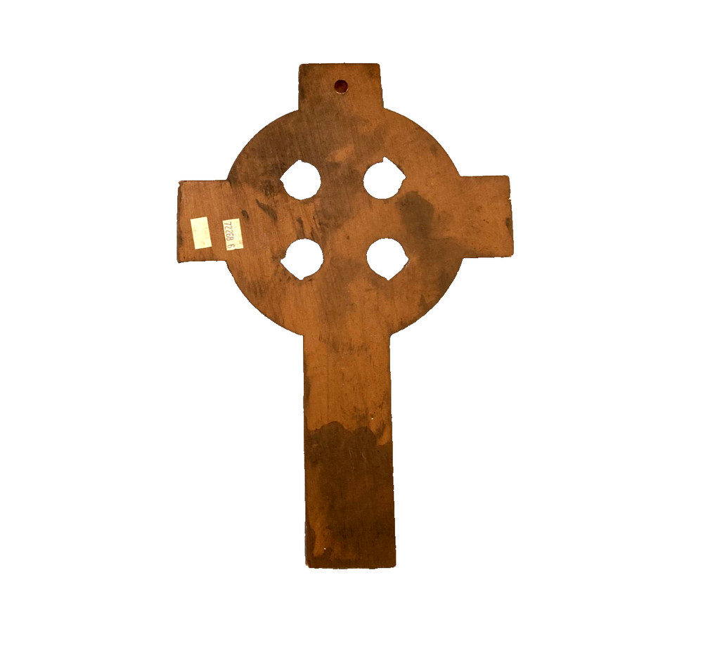 Vintage Carved Solid Wood Celtic Cross Wall Hanging - Nice!!