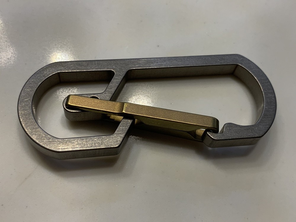 Titanium Carabiner Snap Spring Hook Clip, EDC Keychain, Key Ring, Gold Anodized