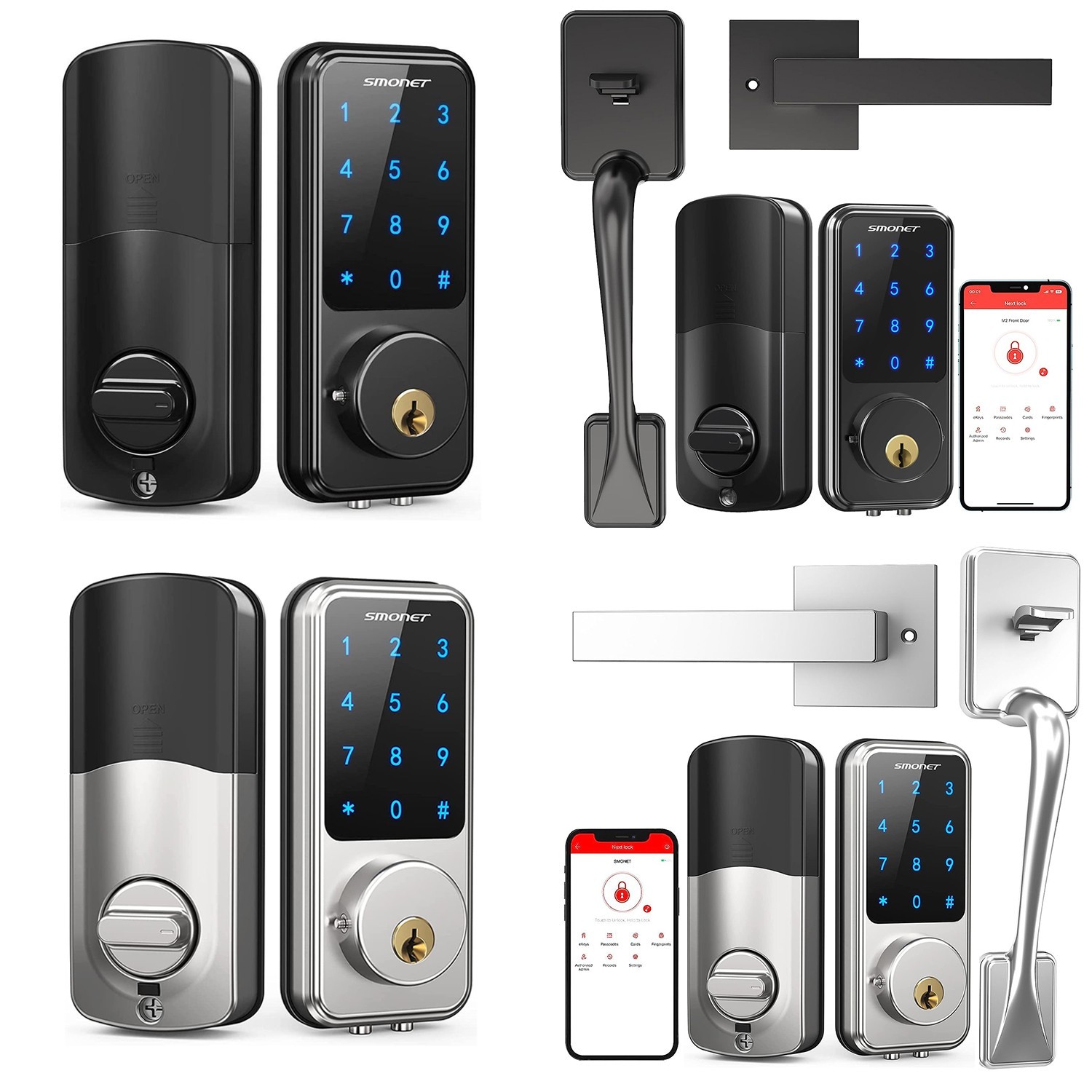 SMONET Smart Front Door Lock Set with Handle Keyless Entry Digital Touchscreen