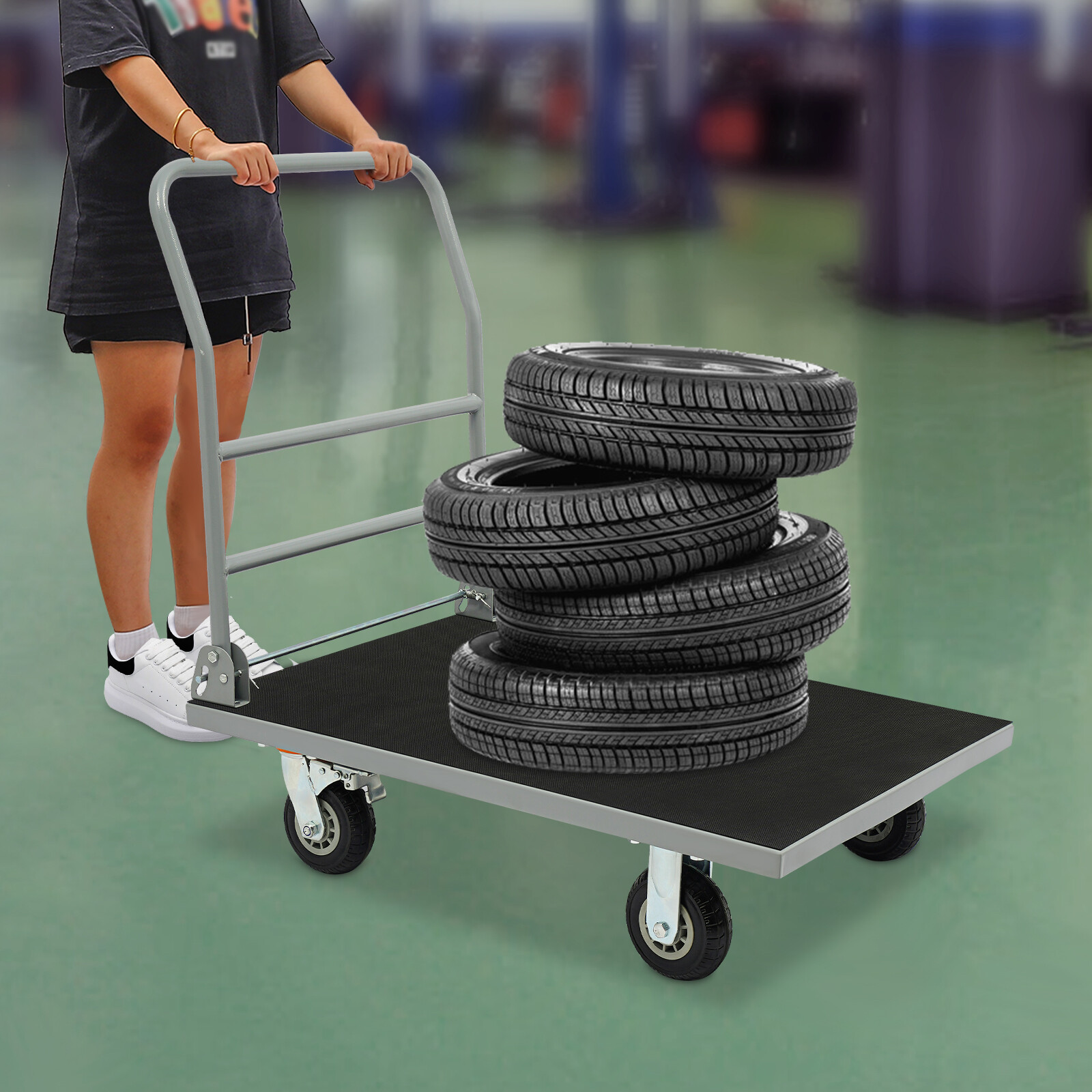 Platform Truck Cart Dolly Foldable Cart Heavy Duty Push Trolley 998kg/2200lbs