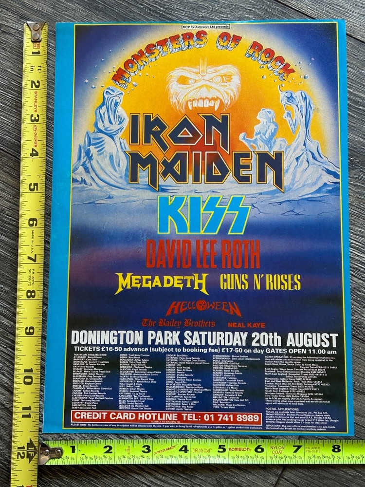 KISS Concert Ad Advert Monsters Of Rock Donington UK Vintage Kiss Iron Maiden A