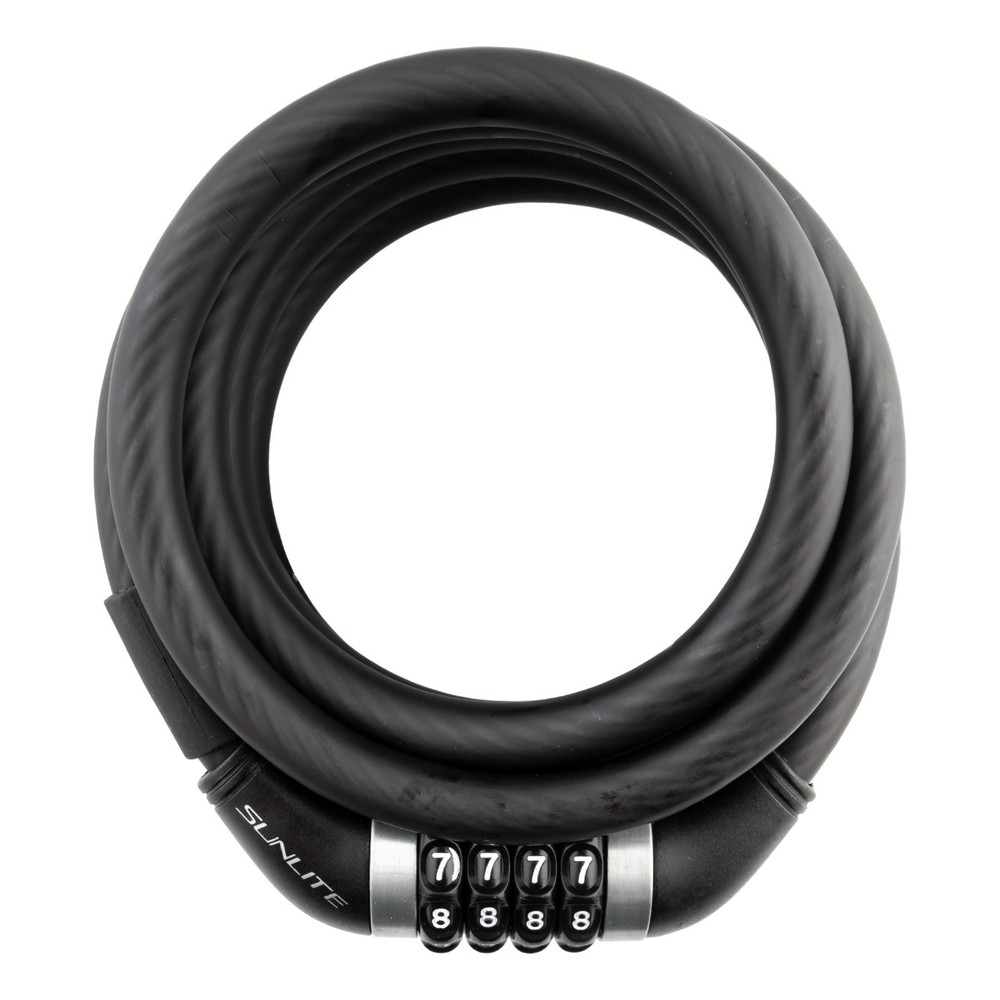 Sunlite Resettable Combo Cable Lock, 12mm x 6 ft, Black