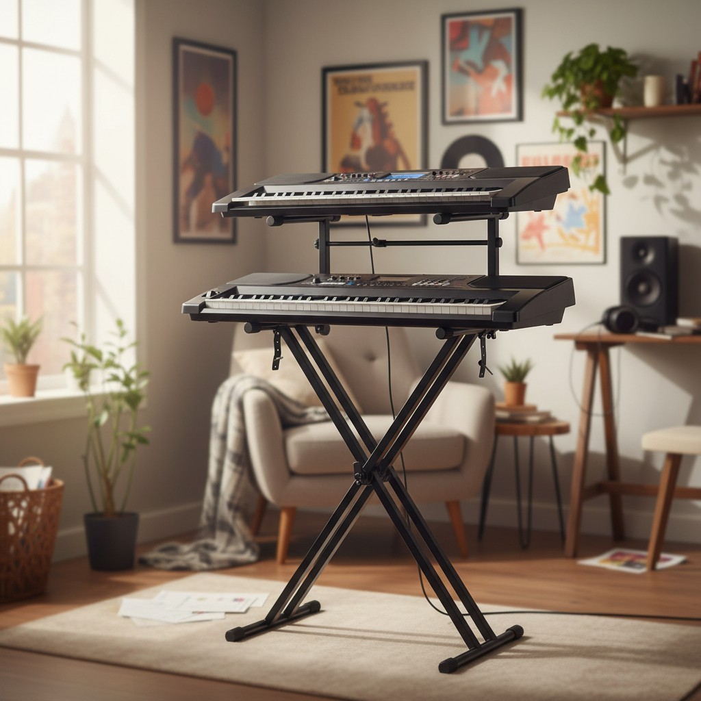 Professional Dual-Tier Keyboard Stand Attachment - Fits Most Keyboards 15-27"