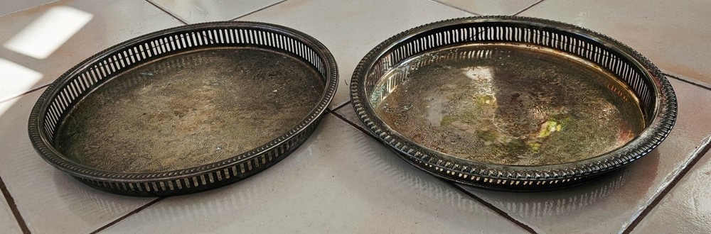 Silverplate Lot 7 Pieces Trays Covered Dishes Assorted Serving Pieces +10 lbs