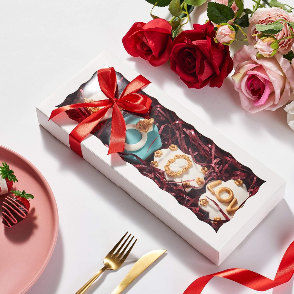 Premium Macaron Boxes Auto-Popup Cookie Gift Boxes 12x5x1.5" 24 Pack