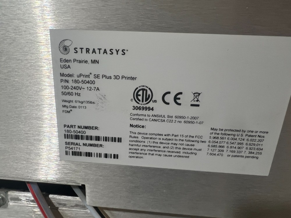 Stratsys UPrint Plus SE 3-D Printer