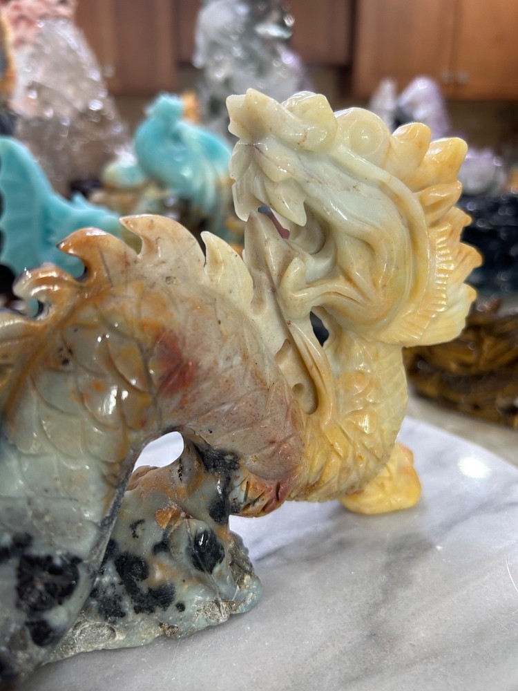 Gorgeous Amazonite Dragon hand carved very unique