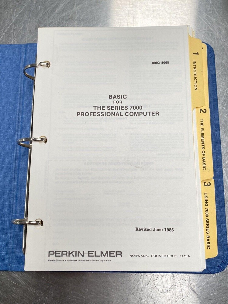 Perkin Elmer PE Basic Series 7000 Professional Computer - Manual / Users Guide