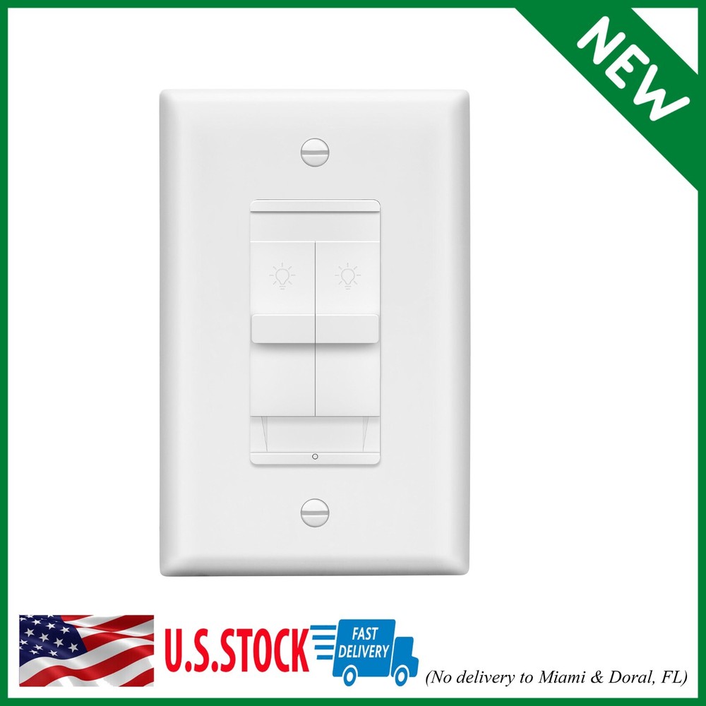 Combination Dual Dimmer Light Switch Control, 2 Sliding Light Controls, Single P