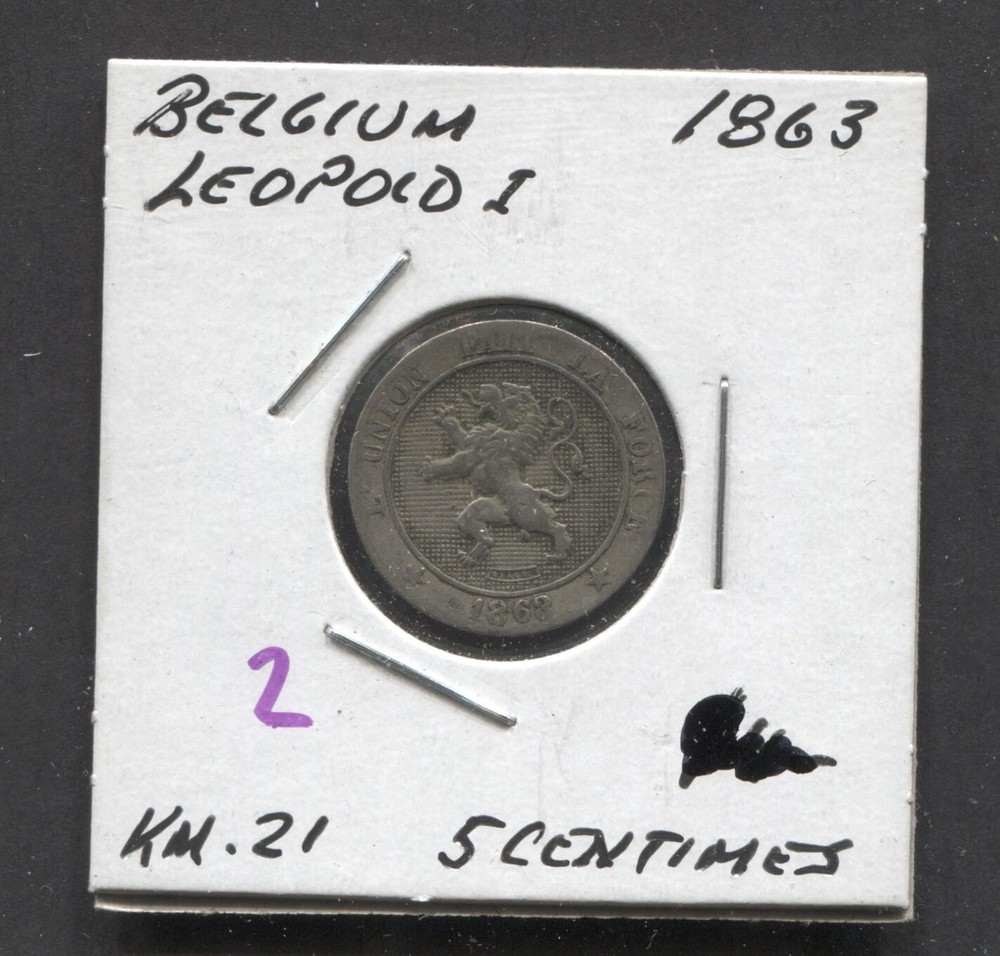 1863- Belgium- 5 Cents