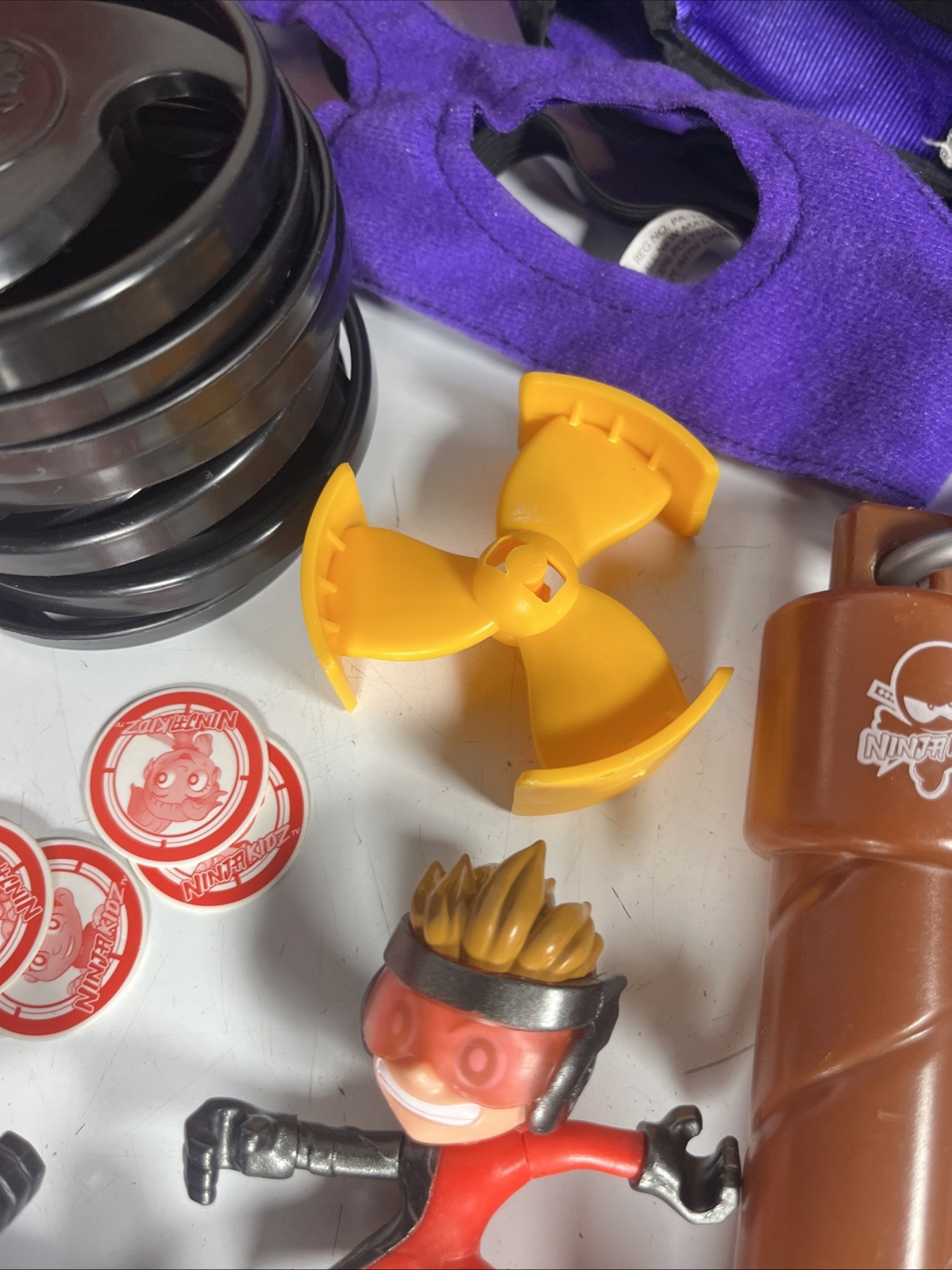 Ninja Kidz Lot Giant Mystery Ball Toy Purple/Red Case Figures Costume Mask Belt