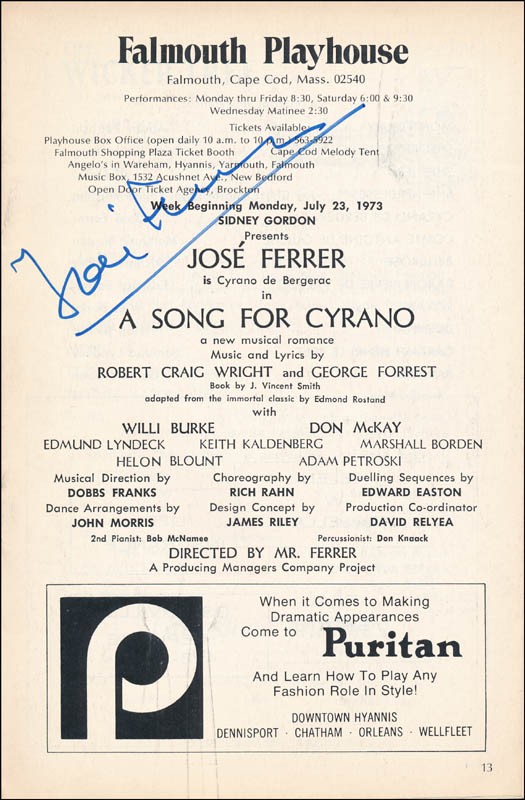 JOSE FERRER - SHOW BILL SIGNED