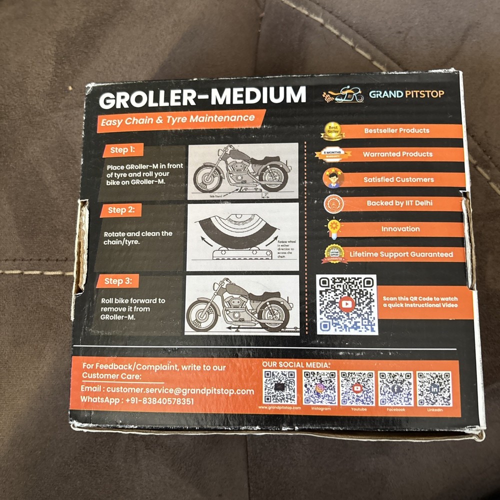 Grand PitStop G Roller - Medium Motorcycle Wheel Rotation & Tire Maintenance