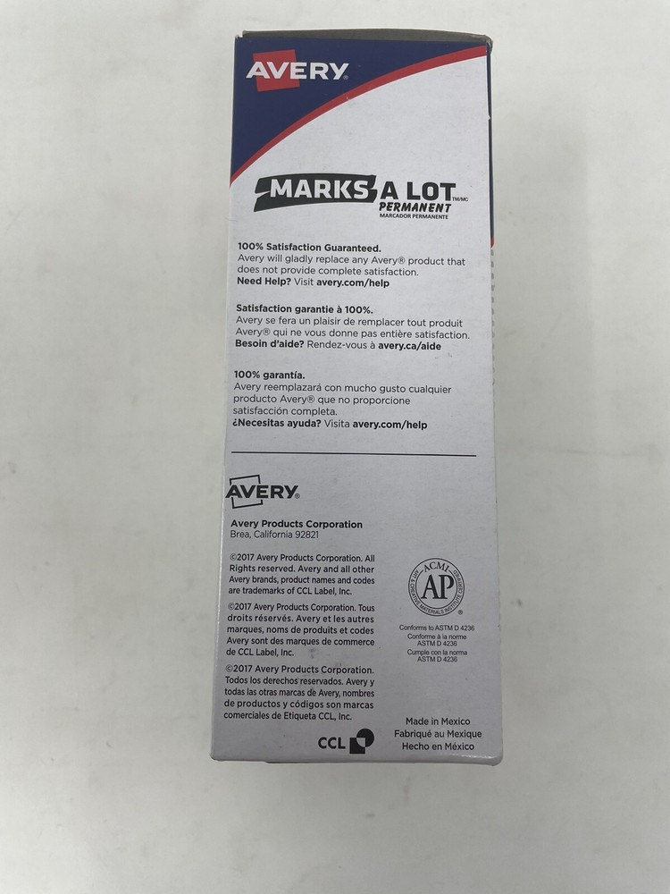 AVERY Marks-A-Lot Permanent Markers, Large, Yellow Chisel Tip, 12 Count