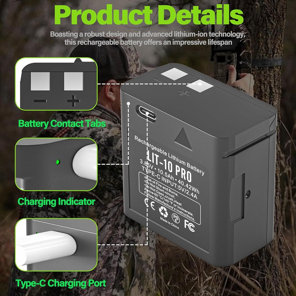 2Pack LIT-10 Battery for SPYPOINT Link-Micro & Cell-Link Cellular Trail Camera