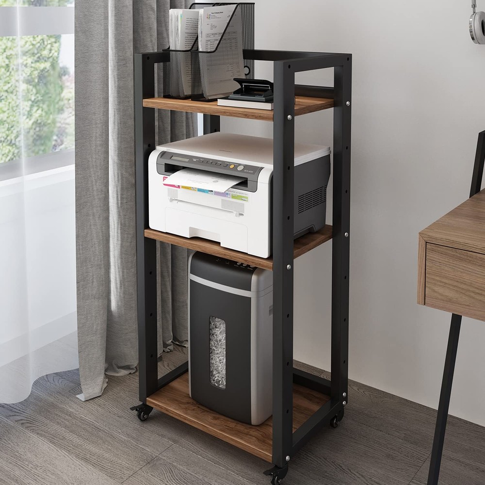 Natwind 3-Tier Movable Printer Stand with Storage Rolling Floor-Standing Desksid