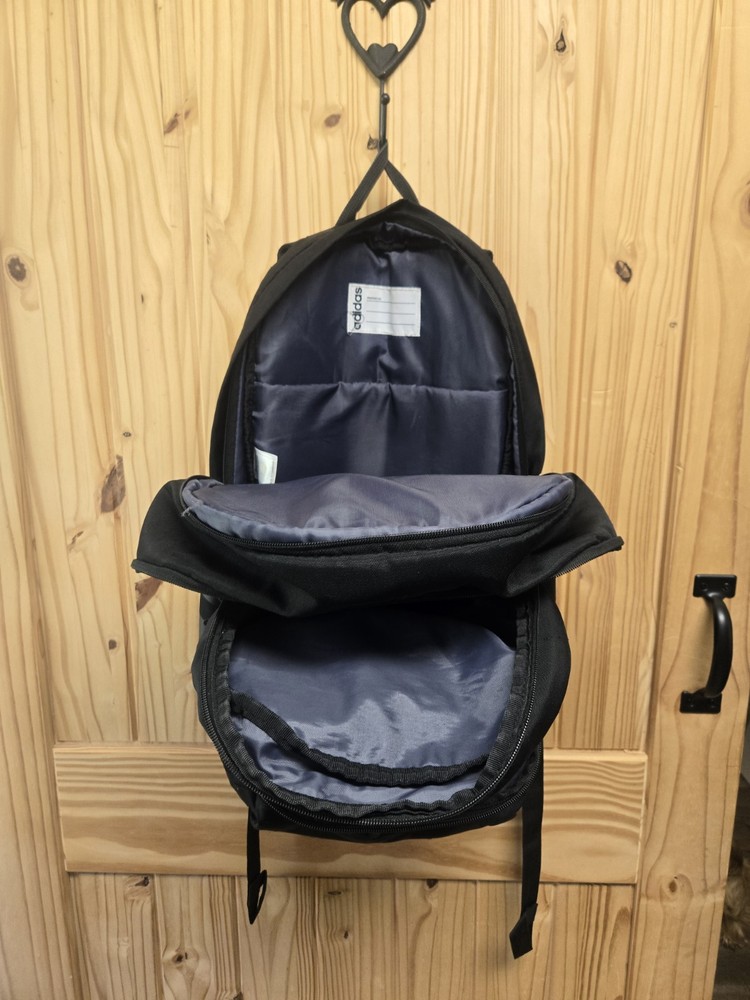 adidas Backpack Black , 3 Large Zip Sections, EUC- Adjustable Straps