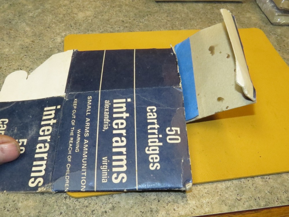 Vintage "Interarms" 7.65 Target Ammo, Stripper Clips EMPTY Box,