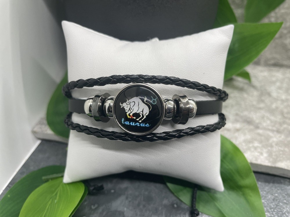 Leather Bead Bracelet Stackable Adjustable Tie New Free Ship Taurus A3470
