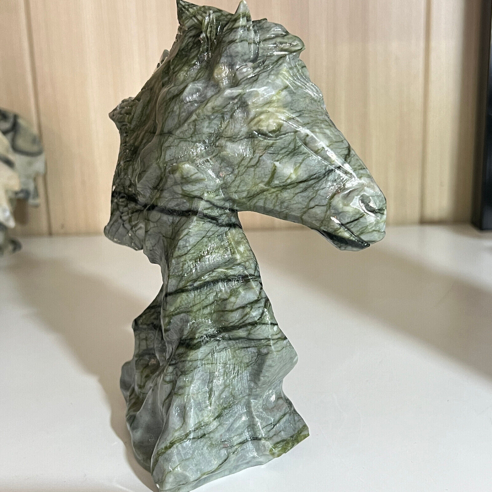 2.97LB Natural yushu stone Quartz Carved horse's head skull Crystal healing 1PC