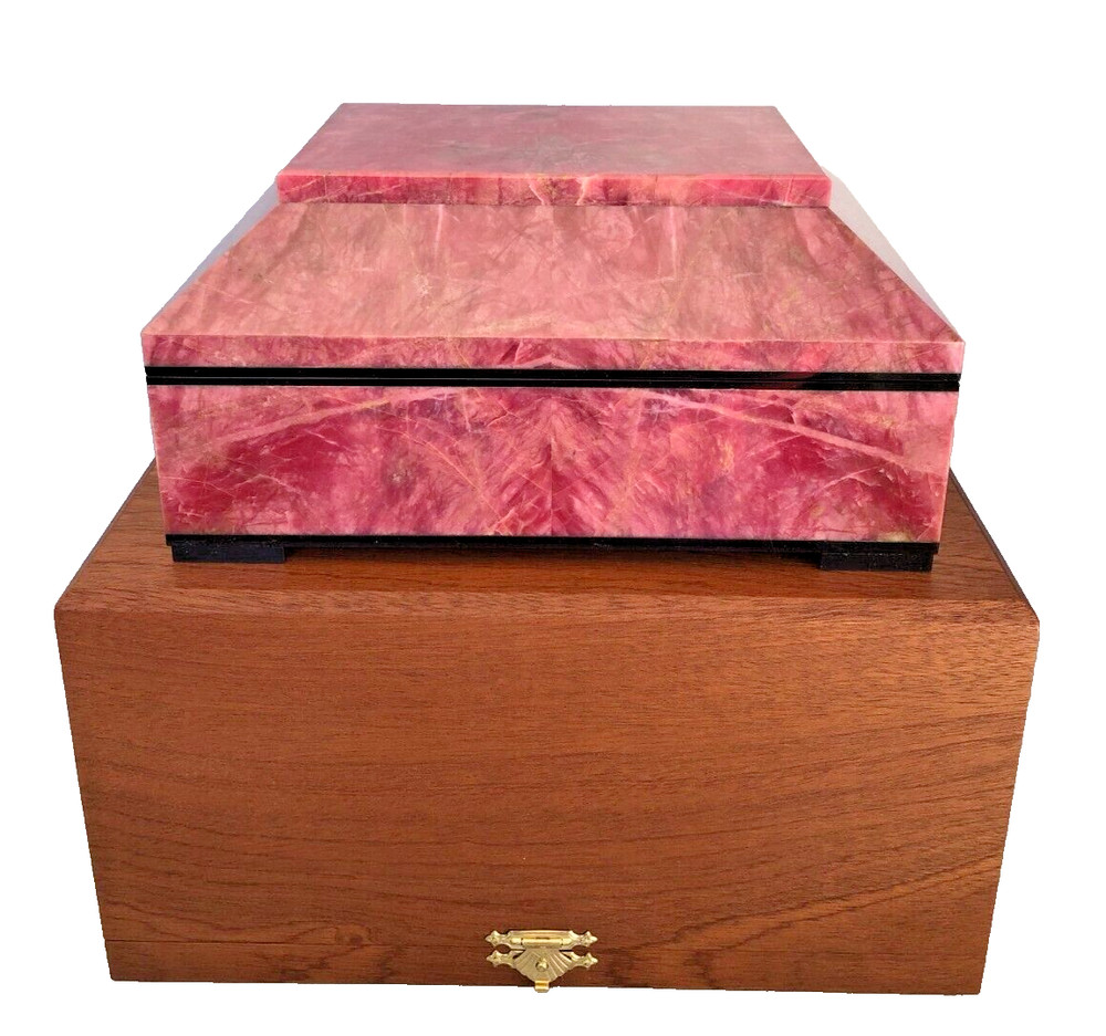 Large Hinged Russian Rhodonite Intarsia Box