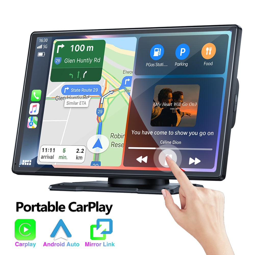 9" Wireless CarPlay & Android Auto Screen with Bluetooth Voice Control Portable