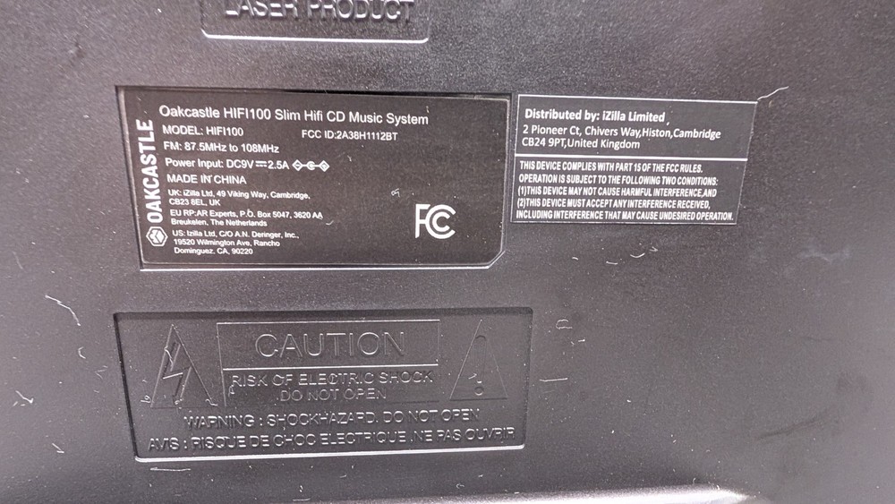 Oakcastle HIFI100 Compact Stereo System with Bluetooth Wall Mountable CD Player