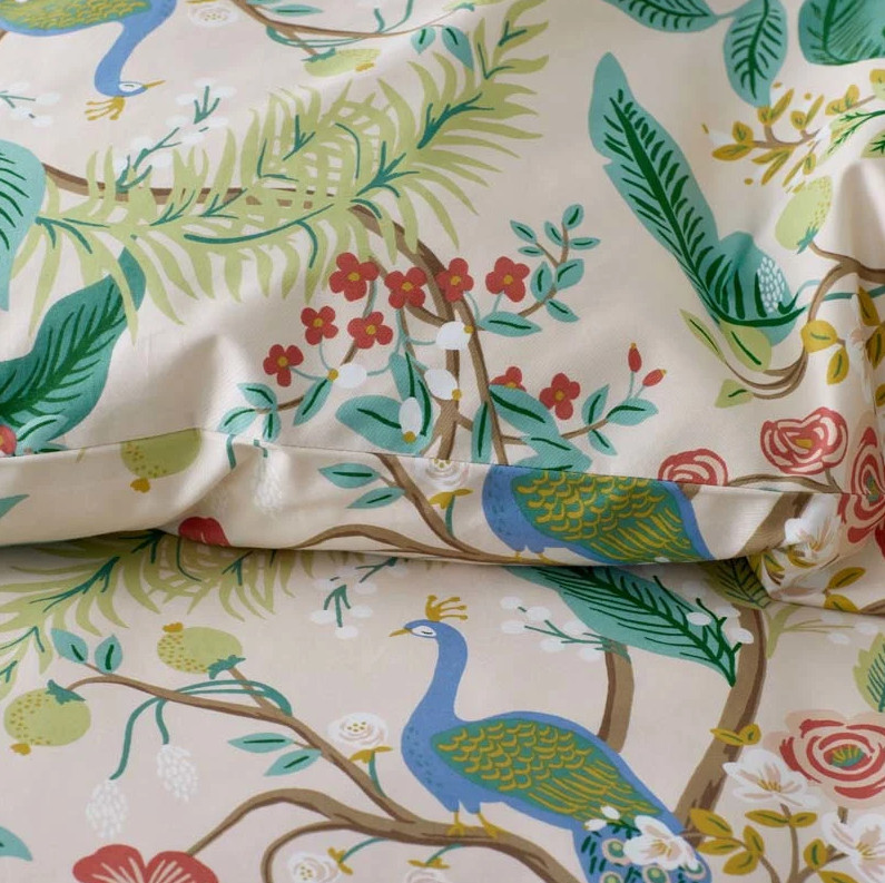 Rifle Paper Co Peacock Classic Smooth Sateen Duvet Cover