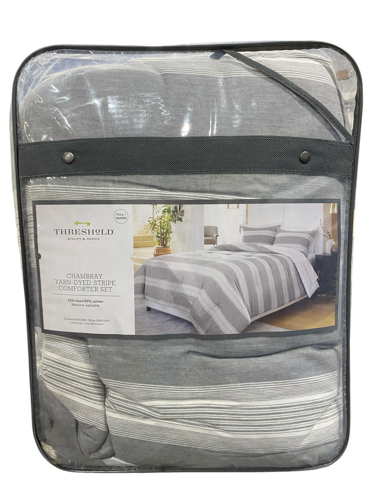 Threshold, Chambray, Yarn Dyed, Stripe, Comforter, 3 piece, Set