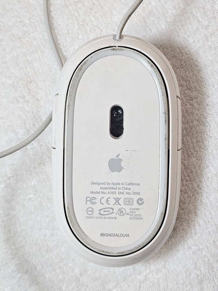 Apple Mighty Mouse * Model A1152 * Mac Pro White Optical USB Wired Works