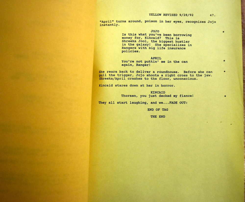 Original Space Rangers " Death Before Dishonor " First Draft Script