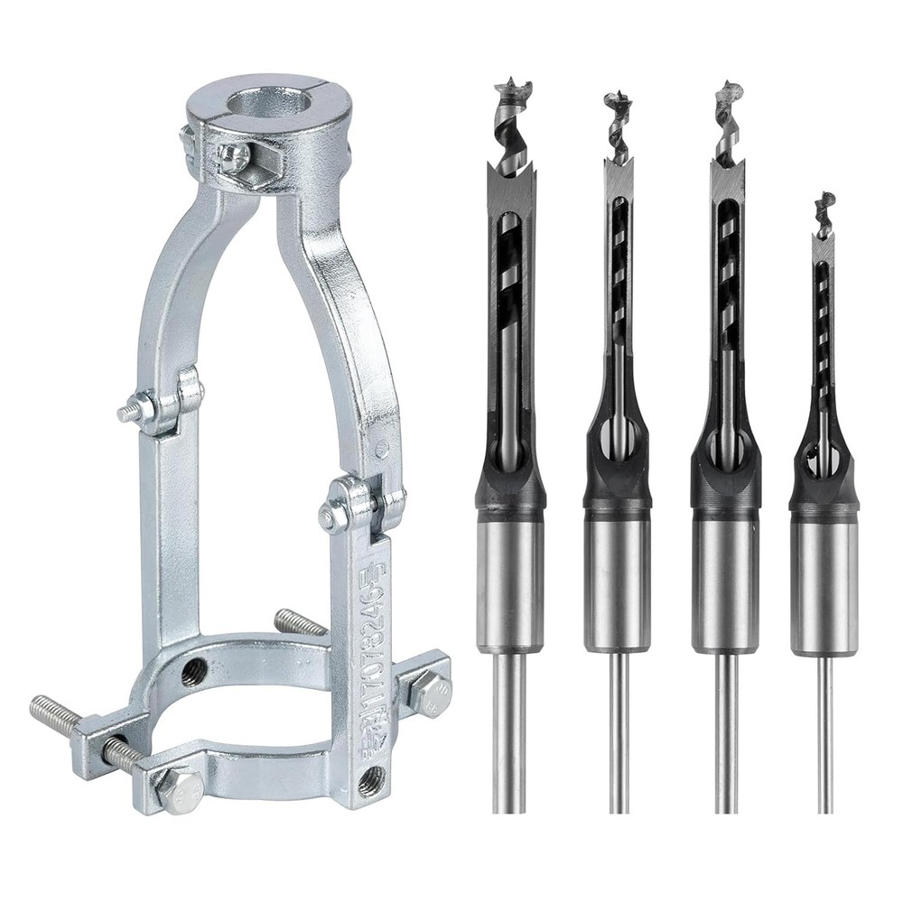 Square Hole Drill Bit Adapter with 4pcs Square Hole Drill Bit, Mortising