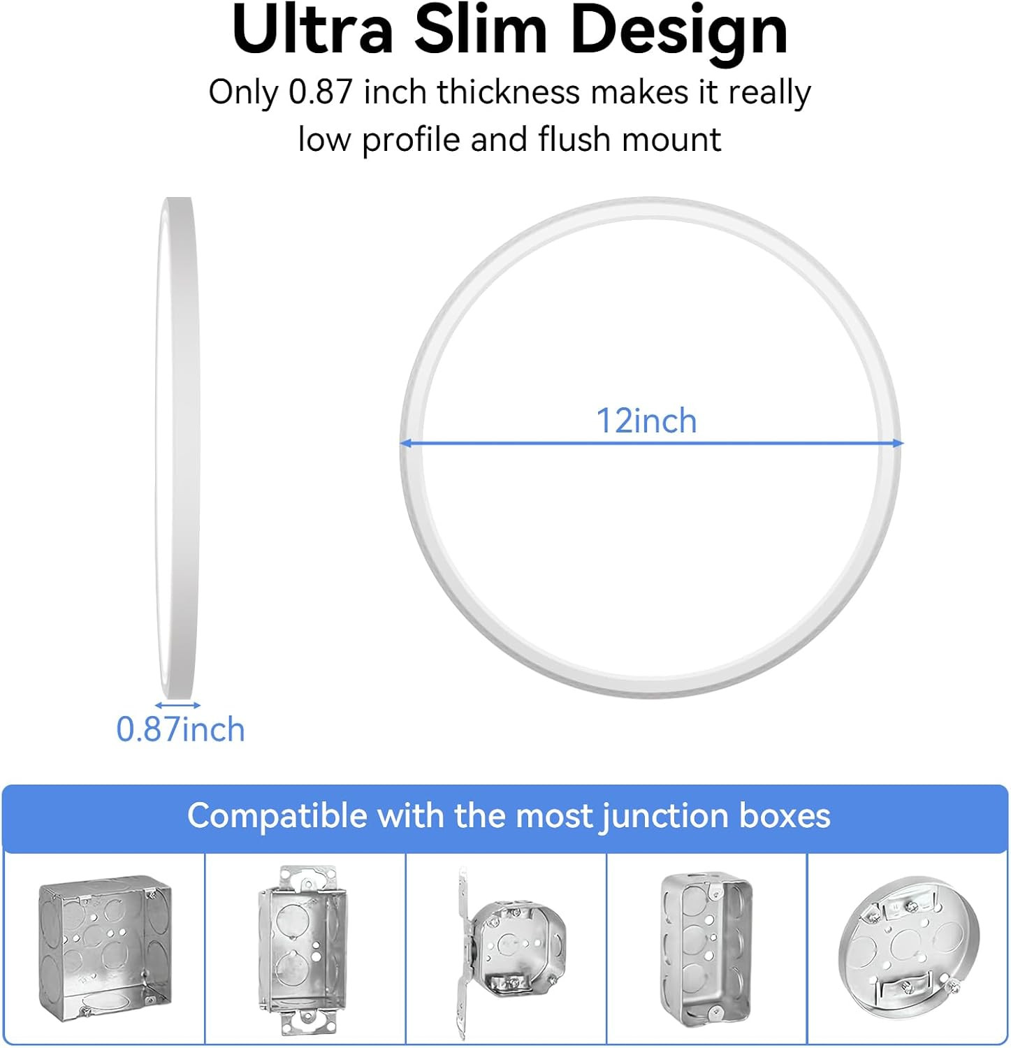 2Pcs/PK 12 Inch LED Flush Mount Ceiling Light 24W 5Color Temperature Adjustable