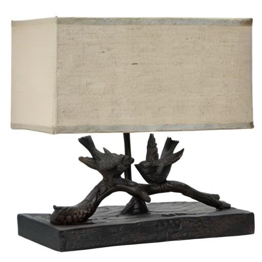Rustic Bird Lamp with Rectangle Shade Bronze