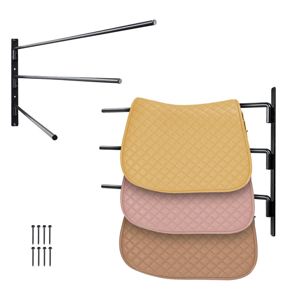 Wall Mounted Saddle Rack 2 Pack Swing Out Holder Three Tiered