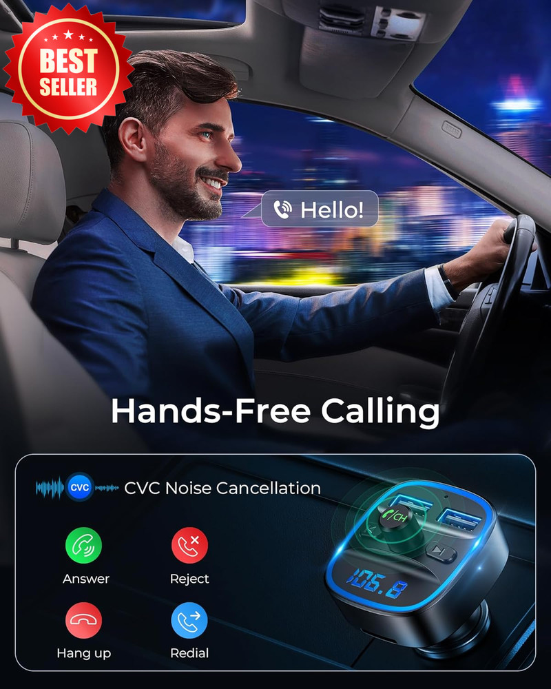 Bluetooth FM Transmitter Car Adapter Dual USB Charger MP3 Hands-Free TF US