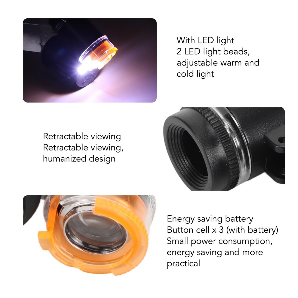 Mini 60X LED Microscope & UV Currency Detector Adjustable Light Angle PocketNew☚