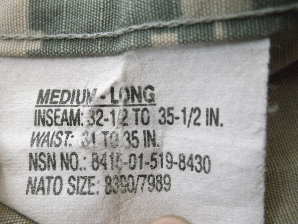 US ARMY ACU PANTS SIZE MEDIUM - LONG