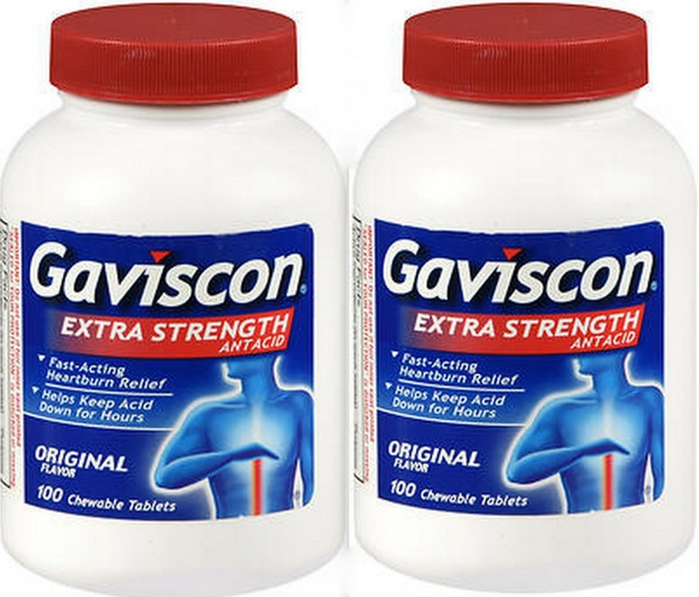 Gaviscon EXTRA Strength ORIGINAL Chewable Antacid Tablets 100ct ( 2 pack ) __