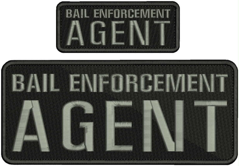 BAIL E AGENT EMB PATCH 4X10 AND 2X5 HOOK ON BACK BLK/GRAY