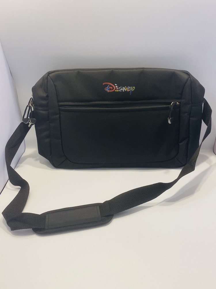 Disney Black Carry Case Shoulder Strap Polyester Zip Closures Padded Work Travel