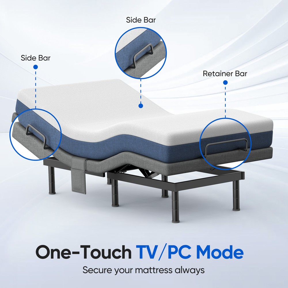 Advanced Adjustable Bed Frame Base With Massage Backlit Remote Dual Quiet Motor