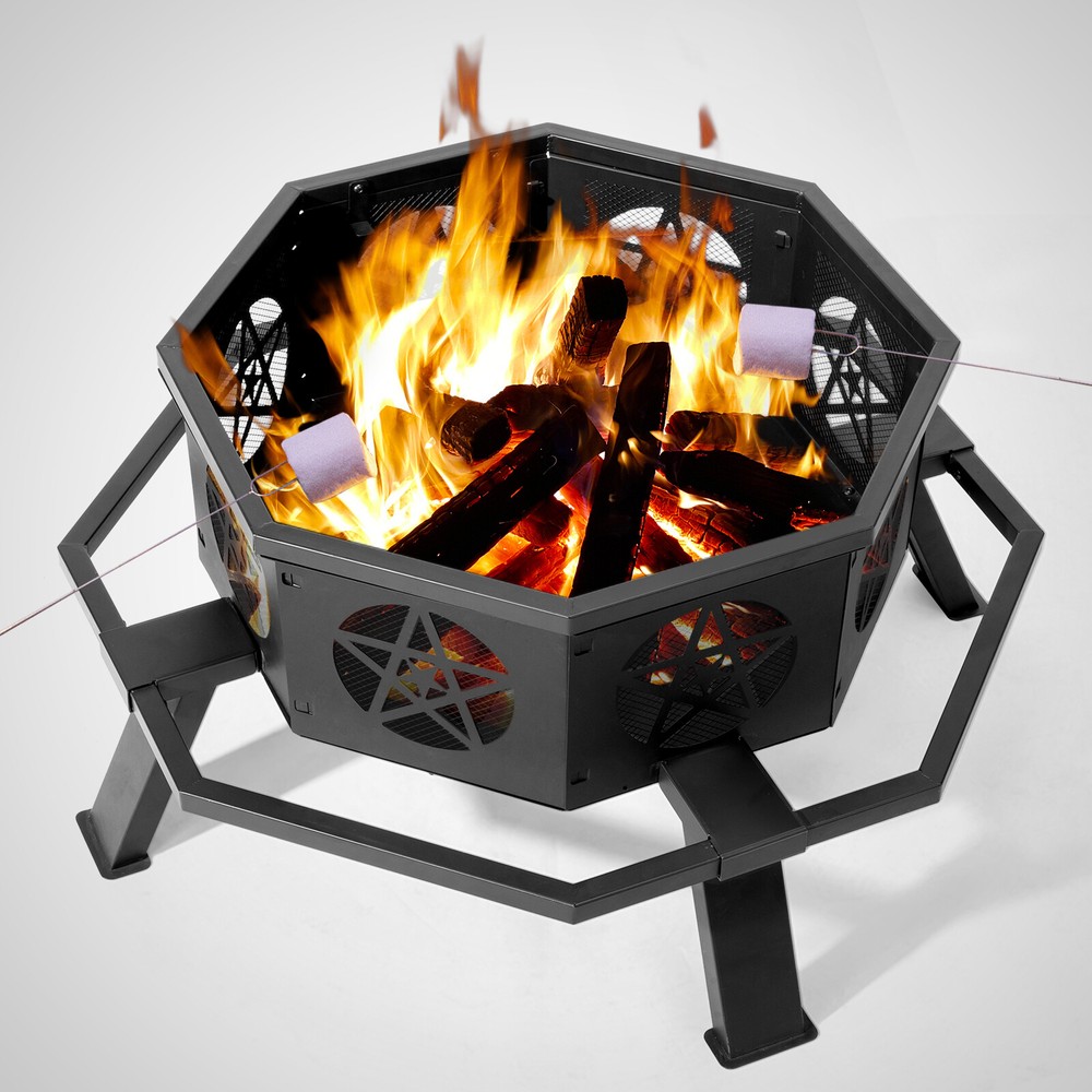35"Octagonal Fire Pit Outdoor Fire Pit Wood Burning Firepit Bonfire Fire Pit